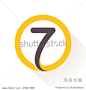 Number seven logo in circle. Flat vector design for banner, presentation, web page, card, labels or posters.