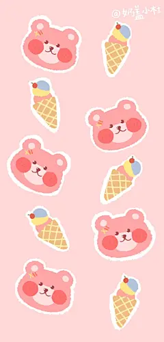 cr.微博@肚肚图画本_200405_可爱 动物 平铺 手机壁纸