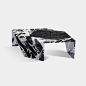 Origami Marble Table - Grand Antique : Made of a unique black and white Grand Antique marble, this unique Origami living table designed by by Patricia Urquiola is a playful game of colour and shapes.