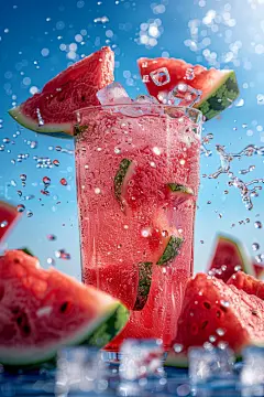 健康西瓜汁摄影图