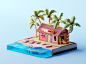 Holiday Vacation low poly design isometric room illustration octane lowpoly cinema 4d 3d c4d isometric