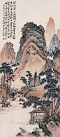 环溪带茂树，松桧合杉榛。古翠净可掬，含彩吝华春。欢言乐茅宇，相与羲皇人。云鸟依间止，山水函清真。一径迷烟草，风日远暄尘。——清·华嵒《题山水》
【图：诸健秋】