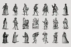 415款中世纪复古历史人物形象线描手绘插图插画矢量设计素材合集下载_颜格视觉