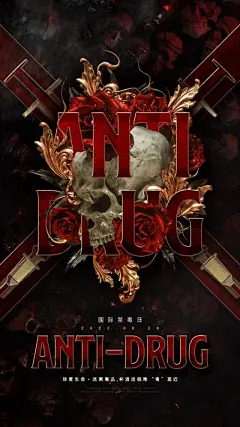 【南门网】海报 公历节日 世界禁毒日  骷髅