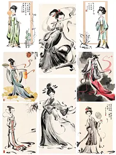 积累了又一组水墨水彩古风少女集合 - 小红书