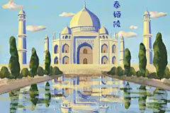 手绘扁平风泰国泰姬陵插画