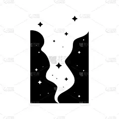 矢量标志，其抽象形象的篝火在太空。