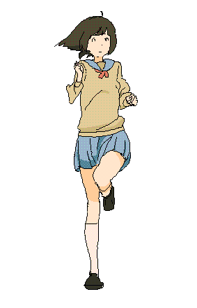 绘画，女孩，女学生，动漫，跑步，跑步周期...