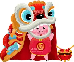 猪  - 源文件下载【酷图网】猪,粉红猪,小猪,贴纸,贺卡,礼物盒,绘画,卡通手绘,童话,生日,水彩,动漫卡通,插画,儿童绘本,儿童画画,矢量图,设计,动漫动画,动漫人物,过年猪,舞狮猪,