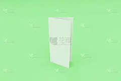 折叠的,白色,小册子,空白的,绿色背景,三个物体,关闭的,贺卡,水平画幅,无人