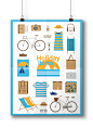 Holiday Items / poster : Holiday items poster illustrated by Maciej Maryański