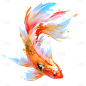 动物系列厚涂插画金鱼