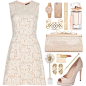A fashion look from November 2015 featuring white lace dress, nude shoes and evening bags. Browse and shop related looks.