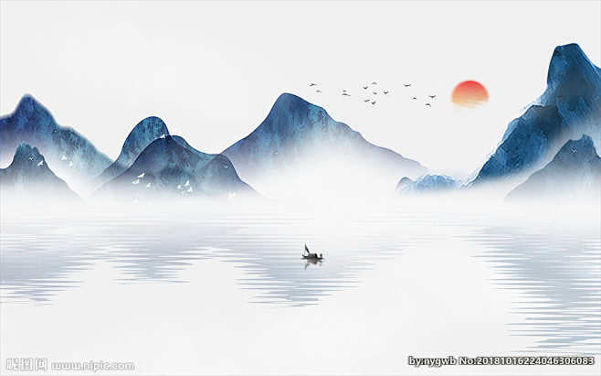 新中式意境山水背景墙装饰画