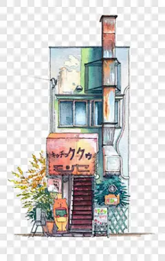 手绘日式食品屋房子卡通手绘PNG图片 来自PNG搜索网 pngss.com 免费免扣png素材下载！