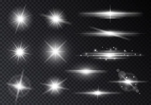 矢量光效|图源免费EPS | 点击来源直接获取大图文件 |Silver light effect elements. White ...