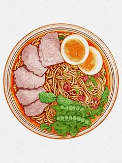 procreate美食插画手绘鸡蛋牛肉面 附线稿 - 小红书