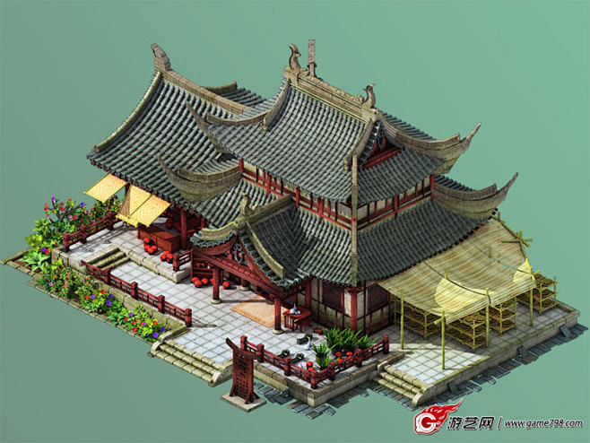 Q版卡通写实/CG场景建筑原画设定/韩国...