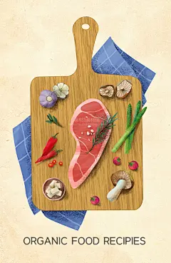 什锦青菜餐饮海鲜美食食材佐料美食手绘插图插画设计PSD格式