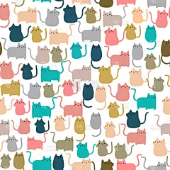 可爱的,猫,小猫,四方连续纹样,幸福,纺织品,壁纸,现代,自然美,爱