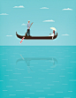 人,生活方式,度假,旅游目的地,船_564722929_Gondolier and relaxing woman in gondola floating mid-air above the water_创意图片_Getty Images China