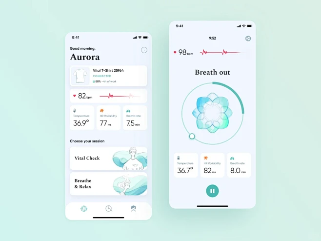 UI分享 | 8组健康检测app设计，高级感满满-花瓣网
