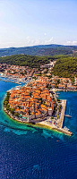 Amazing View of Korcula old town. Dubrovnik archipelago - Elaphites islands: