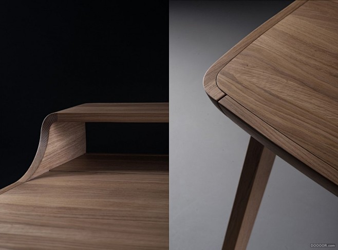 手工雕琢的曲面桌子设计六种木材(橡木,胡...