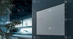 空白白色户外水平乙烯基纺织横幅在灰色墙整齐的地铁车站。复制空间。3d渲染