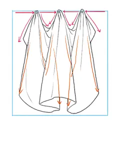 衣服褶皱怎么画？教你如何画出挂住的衣服褶皱！_支点 : 布也在大家的衣服啊手帕上实际使用到，让我们一起来确认一下吧。 这些布飘动的练习，不仅仅是裙子，还有斗篷，窗帘等大动作的布，衬衫等衣服和和服等，都可以使用与布相关的所有东西，请一定要练习。 衣服在正…