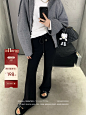 小宜定制 针织芭比裤·喇叭裤型柔软厚实 显瘦运动休闲裤子女秋季-淘宝网