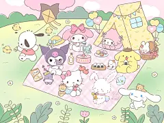 可爱插画ipad壁纸 三丽鸥 HelloKitty 迪士尼朋友  cr.一只Bunny-   #电脑壁纸