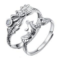 Rosemandy Sterling Silver Resizable Dragon and Phoenix Couples Promise Rings
