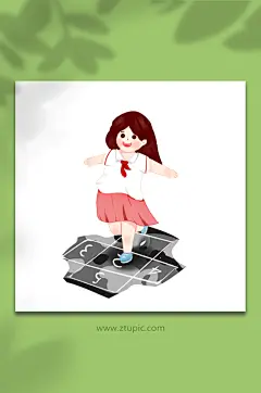 复古怀旧儿童节跳房子游戏元素