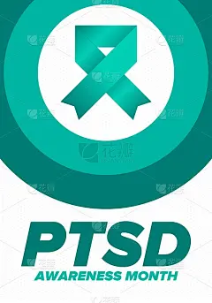 6月的PTSD宣传月。创伤后应激障碍。每年在美国庆祝。医疗保健和意识设计。海报、卡片、横幅和背景。矢