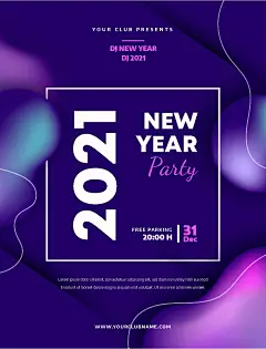 创意2021牛年庆祝新年孟菲斯促销插画海报 AI矢量印刷设计素材 (117)