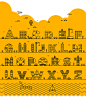 26个英文字母建筑 矢量插图，AI源文件