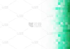 抽象的绿色绿松石薄荷淡白背景与方格网格的右边，马赛克，几何图案。