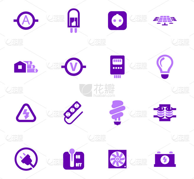 图标集,电力线,led灯,商务,插座,符号,注意高压标志,电工,工程师,紫色
