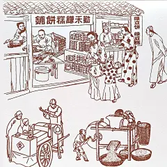 36-古代传统糕点食品制作工艺线稿线描矢量图包装辅助图插画素材-淘宝网