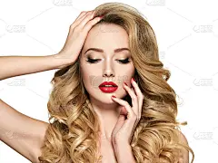 长头发，红指甲的漂亮女人