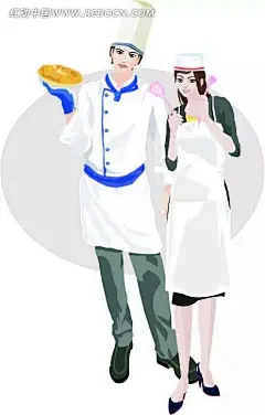  男女厨师卡通手绘卡通人物|卡通人物图片|卡通手绘|漫画人物|男女厨师|人物素材|人物图片|矢量人物|矢量素材|手绘