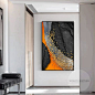 Framed Wall Art Abstract Gold Fish Black Orange Animal Print Painting on Canvas Large Picture Cuadro