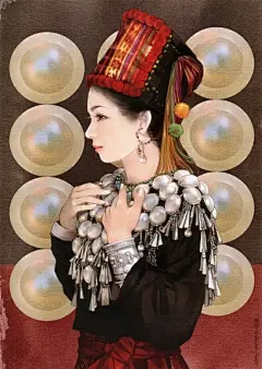 景颇族、手绘、古典、倾城、中国风、古风、民族特色服装
