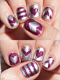 Sparkly Hearts and Stripes | Little Nails so cute