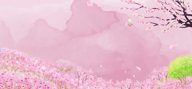 樱花节花海唯美海报背景图片素材