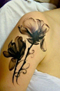 Rose shoulder tattoo super beautiful makes me want some color