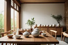 禅意茶艺茶室室内设计效果图摄影图