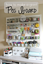 how to make a giant peg board for craft organization 