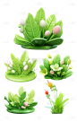 2309SC-素材组合-3D风格植物花静态贴纸